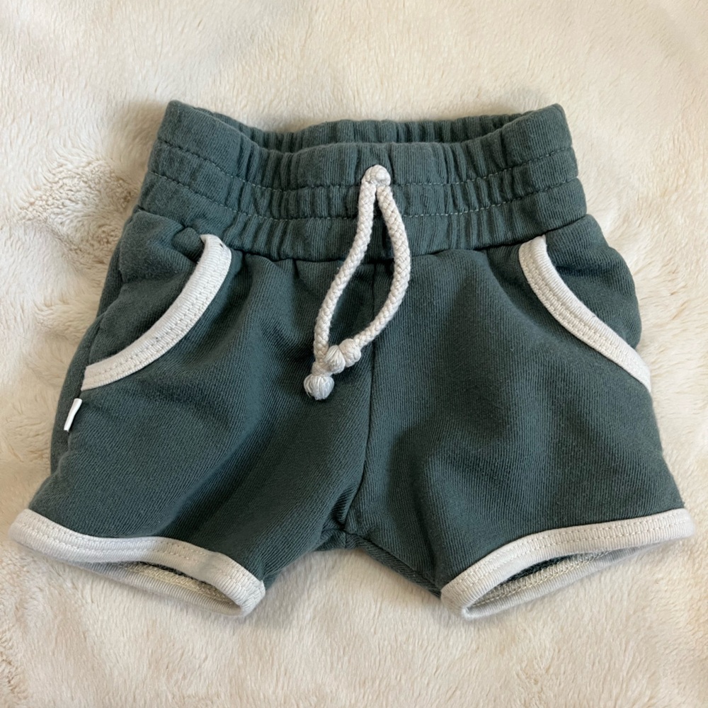 Kids Green Shorts with White Trim